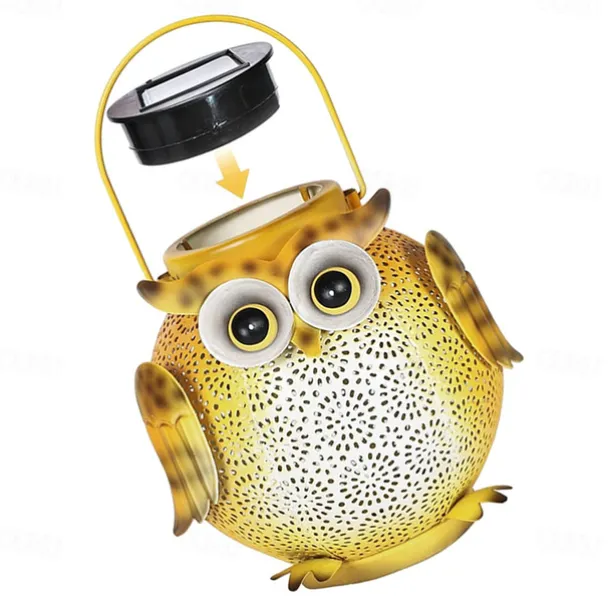 Solar Iron Art Cartoon Owl Lantern Courtyard Ground Insertion Lawn Light Garden Animal Landscape Decoration LED Light