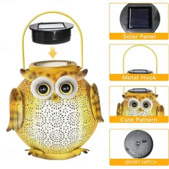 Solar Iron Art Cartoon Owl Lantern Courtyard Ground Insertion Lawn Light Garden Animal Landscape Decoration LED Light