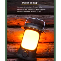 Solar LED Camping Lantern, LED Retro Rechargeable Hangable Outdoor Tent Light for Outdoor Camping