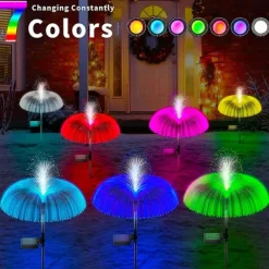 Solar LED Jellyfish Lights Reed Mushroom Lamp Outdoor Garden Decor Lawn Light 7 Color Change Waterproof Patio Yard Pathway Decor Solar Flowers Lamp
