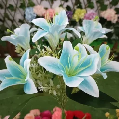 Solar Lily Outdoor Simulation Flower Lamp LED Artificial Flower Floor Insertion Lamp Garden and Courtyard Decorative Lights Holiday Party Decorative Lights