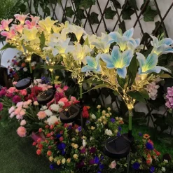 Solar Lily Outdoor Simulation Flower Lamp LED Artificial Flower Floor Insertion Lamp Garden and Courtyard Decorative Lights Holiday Party Decorative Lights