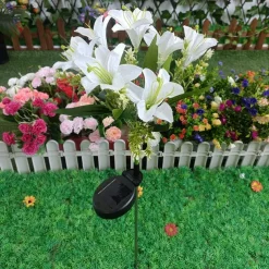 Solar Lily Outdoor Simulation Flower Lamp LED Artificial Flower Floor Insertion Lamp Garden and Courtyard Decorative Lights Holiday Party Decorative Lights