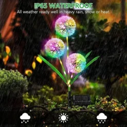 Solar Outdoor Lights Decorative 36LEDs Solar Garden Lights With 2 Lighting Modes 3-in-1 Solar Dandelion Flowers IP65 Waterproof Solar Powered Outdoor Lights For Garden Yard