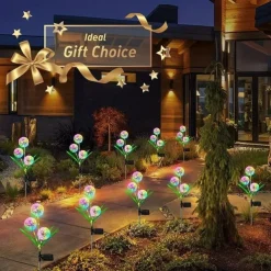Solar Outdoor Lights Decorative 36LEDs Solar Garden Lights With 2 Lighting Modes 3-in-1 Solar Dandelion Flowers IP65 Waterproof Solar Powered Outdoor Lights For Garden Yard