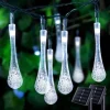 Solar Outdoor String Lights, Total 10M-100Leds Teardrop Water Drop Lights, Solar Christmas Lights Outdoor Waterproof for Garden Patio Yard Tree Party Christmas Decor