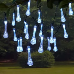 Solar Outdoor String Lights, Total 10M-100Leds Teardrop Water Drop Lights, Solar Christmas Lights Outdoor Waterproof for Garden Patio Yard Tree Party Christmas Decor