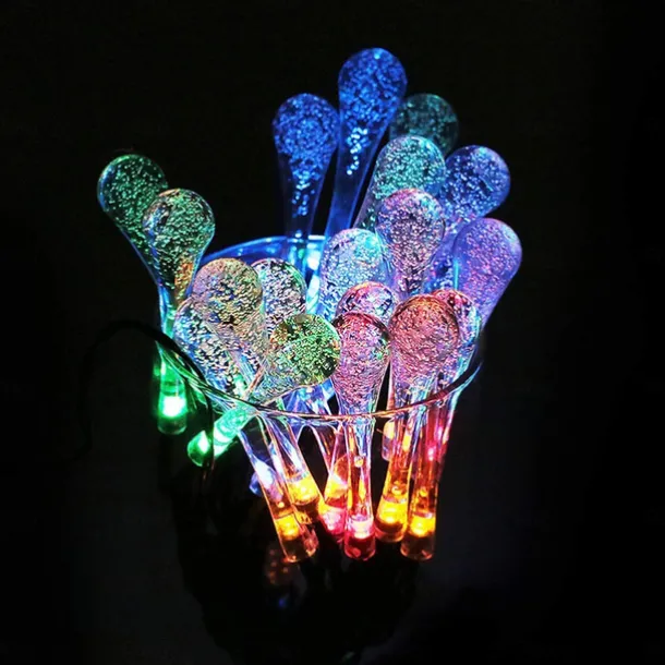 Solar Outdoor String Lights, Total 10M-100Leds Teardrop Water Drop Lights, Solar Christmas Lights Outdoor Waterproof for Garden Patio Yard Tree Party Christmas Decor