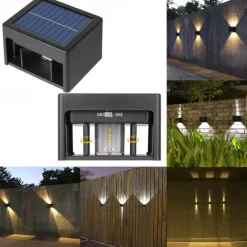Solar Outdoor Wall Lamp 2 Modes Lighting Adjustable Solar Light Up And Down Luminous Villa Courtyard Wall Railing Decor Light Outdoor Waterproof Spot Light for Yard Deck Garden Garage Walkway Porch