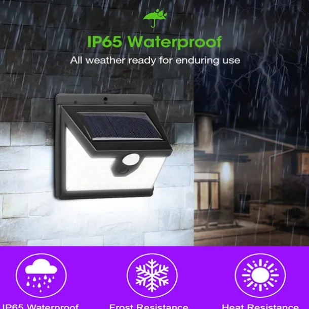 Solar Outdoor Wall Light 40LED IP65 Waterproof Sports Outdoor Wall Light Courtyard Garage Lighting Outdoor Garden 1PC