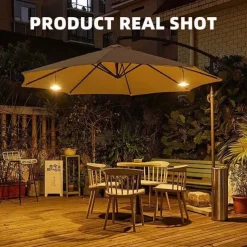 Solar Pendant Lights Outdoor Indoor String Lights Dimmable IP65 Waterproof Dual Head Solar Shed Light with 3M Cord and Remote Controller