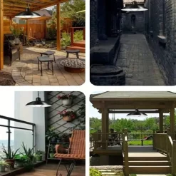 Solar Pendant Lights Outdoor Indoor String Lights Dimmable IP65 Waterproof Dual Head Solar Shed Light with 3M Cord and Remote Controller