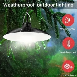 Solar Pendant Lights Outdoor Indoor String Lights Dimmable IP65 Waterproof Dual Head Solar Shed Light with 3M Cord and Remote Controller
