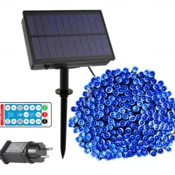 Solar Power String Light 50M-400LEDs 100M-800LEDs with Remote Control 8 Mode Flashing Timing Set Plug-in Dual Purpose Thanksgiving Christmas Outdoor Party Garden Decoration Fairy Lights Gypsophila 24V