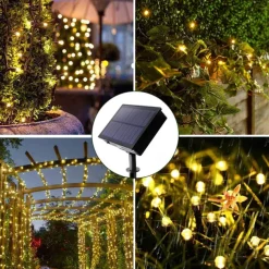 Solar Power String Light 50M-400LEDs 100M-800LEDs with Remote Control 8 Mode Flashing Timing Set Plug-in Dual Purpose Thanksgiving Christmas Outdoor Party Garden Decoration Fairy Lights Gypsophila 24V