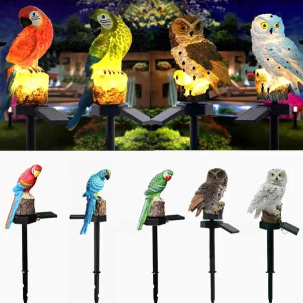 Solar Powered Garden Lights Owl Parrot Lawn Light Solar Lights Waterproof Solar Led Light Outdoor Decoration Solar Lamp Led Lights