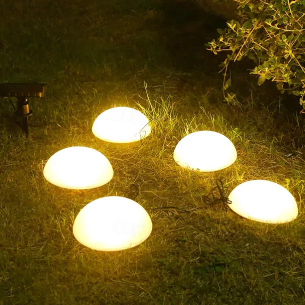 Solar Powered Outdoor Ground Light Five Hemisphere Solar Garden Light Outdoor String Lamp for Lawn Yard Pathways Pool Patio