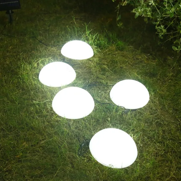 Solar Powered Outdoor Ground Light Five Hemisphere Solar Garden Light Outdoor String Lamp for Lawn Yard Pathways Pool Patio