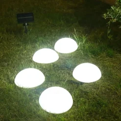 Solar Powered Outdoor Ground Light Five Hemisphere Solar Garden Light Outdoor String Lamp for Lawn Yard Pathways Pool Patio