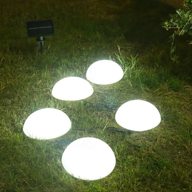 Solar Powered Outdoor Ground Light Five Hemisphere Solar Garden Light Outdoor String Lamp for Lawn Yard Pathways Pool Patio