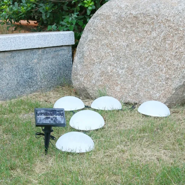 Solar Powered Outdoor Ground Light Five Hemisphere Solar Garden Light Outdoor String Lamp for Lawn Yard Pathways Pool Patio