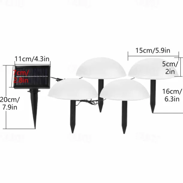 Solar Powered Outdoor Ground Light Five Hemisphere Solar Garden Light Outdoor String Lamp for Lawn Yard Pathways Pool Patio
