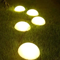Solar Powered Outdoor Ground Light Five Hemisphere Solar Garden Light Outdoor String Lamp for Lawn Yard Pathways Pool Patio
