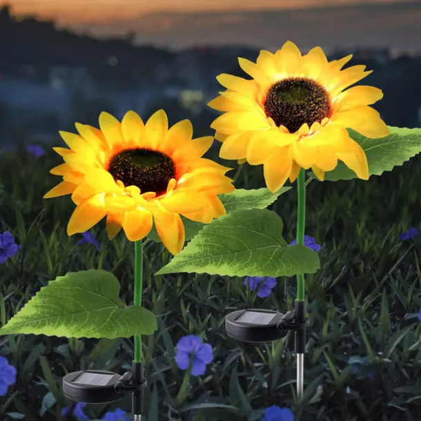 Solar Powered Sunflower Lights, Solar Garden Lights, Outdoor Decorative LED Garden Flower Stakes for Pathway & Lawn Decor