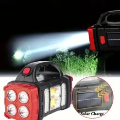 Solar Powered Tactical LED Camping Light - 500 Lumens USB Rechargeable Flashlight, Water Repellent, Long-Range, Multi-Function Outdoor Torch for Outdoor Camping