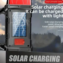 Solar Powered Tactical LED Camping Light - 500 Lumens USB Rechargeable Flashlight, Water Repellent, Long-Range, Multi-Function Outdoor Torch for Outdoor Camping