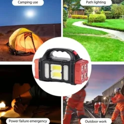 Solar Powered Tactical LED Camping Light - 500 Lumens USB Rechargeable Flashlight, Water Repellent, Long-Range, Multi-Function Outdoor Torch for Outdoor Camping