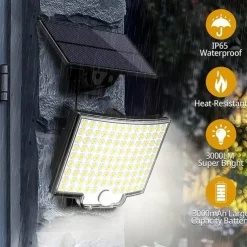 Solar Security Wall Light Outdoor 106LED with Motion Sensor Remote Control IP65 Waterproof 120 Lighting Angle Solar Security Wall Sconce