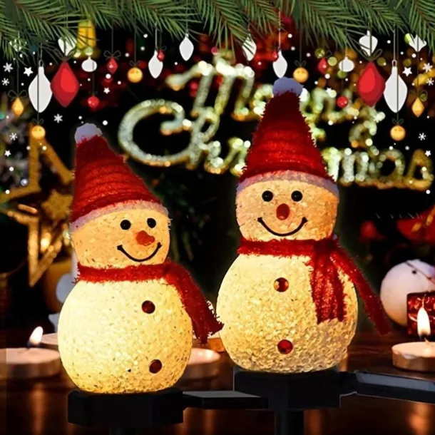 Solar Snowman Light Christmas Outdoor Villa Courtyard Lawn Decoration Garden Waterproof Night Light Christmas Arrangement Ground Insert Lights