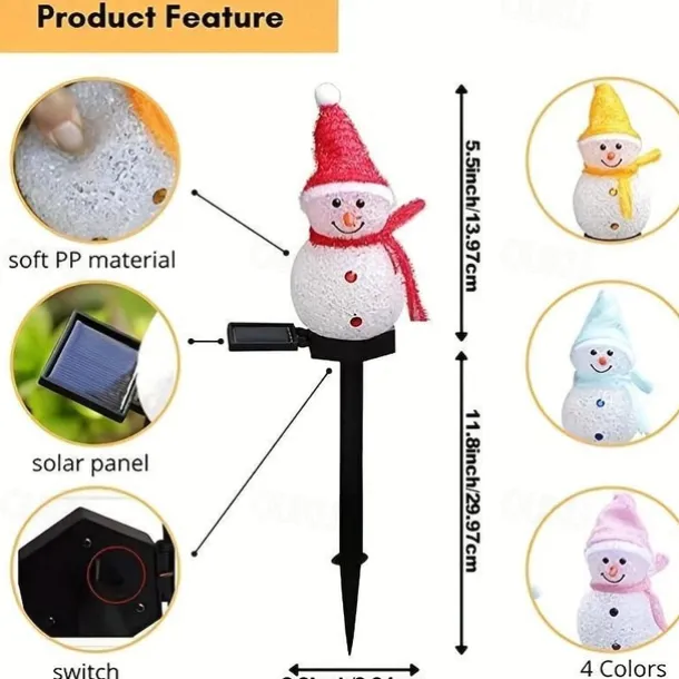 Solar Snowman Light Christmas Outdoor Villa Courtyard Lawn Decoration Garden Waterproof Night Light Christmas Arrangement Ground Insert Lights