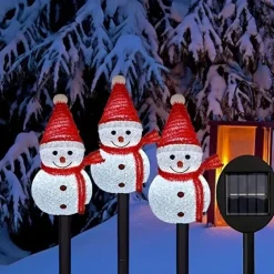 Solar Snowman Light Christmas Outdoor Villa Courtyard Lawn Decoration Garden Waterproof Night Light Christmas Arrangement Ground Insert Lights