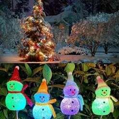 Solar Snowman Light Christmas Outdoor Villa Courtyard Lawn Decoration Garden Waterproof Night Light Christmas Arrangement Ground Insert Lights