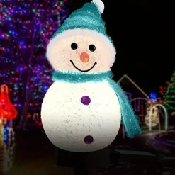 Solar Snowman Light Christmas Outdoor Villa Courtyard Lawn Decoration Garden Waterproof Night Light Christmas Arrangement Ground Insert Lights