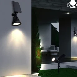 Solar Spot Lights Outdoor 2-in-1 Solar Landscape Spotlights Security Lights IP65 Waterproof Wall Lights for Walkway Yard Garden Driveway Pathway Garden 4/7 LED Beads