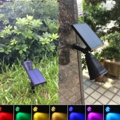 Solar Spot Lights Outdoor 2-in-1 Solar Landscape Spotlights Security Lights IP65 Waterproof Wall Lights for Walkway Yard Garden Driveway Pathway Garden 4/7 LED Beads