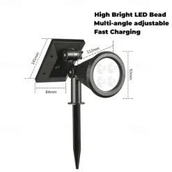 Solar Spot Lights Outdoor 2-in-1 Solar Landscape Spotlights Security Lights IP65 Waterproof Wall Lights for Walkway Yard Garden Driveway Pathway Garden 4/7 LED Beads