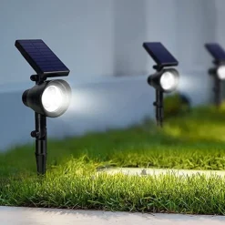 Solar Spot Lights Outdoor 2-in-1 Solar Landscape Spotlights Security Lights IP65 Waterproof Wall Lights for Walkway Yard Garden Driveway Pathway Garden 4/7 LED Beads
