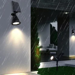 Solar Spot Lights Outdoor 2-in-1 Solar Landscape Spotlights Security Lights IP65 Waterproof Wall Lights for Walkway Yard Garden Driveway Pathway Garden 4/7 LED Beads