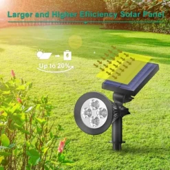 Solar Spot Lights Outdoor 2-in-1 Solar Landscape Spotlights Security Lights IP65 Waterproof Wall Lights for Walkway Yard Garden Driveway Pathway Garden 4/7 LED Beads