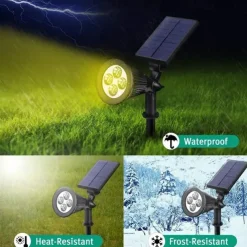 Solar Spot Lights Outdoor 2-in-1 Solar Landscape Spotlights Security Lights IP65 Waterproof Wall Lights for Walkway Yard Garden Driveway Pathway Garden 4/7 LED Beads
