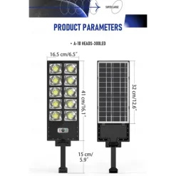 Solar Street Lights Outdoor Waterproof High Brightness Dusk to Dawn LED Lamp with Motion Sensor Remote Control for Garden Patio Porch Garage