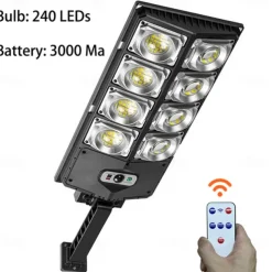 Solar Street Lights Outdoor Waterproof High Brightness Dusk to Dawn LED Lamp with Motion Sensor Remote Control for Garden Patio Porch Garage