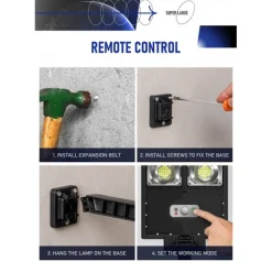 Solar Street Lights Outdoor Waterproof High Brightness Dusk to Dawn LED Lamp with Motion Sensor Remote Control for Garden Patio Porch Garage