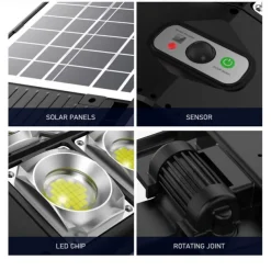 Solar Street Lights Outdoor Waterproof High Brightness Dusk to Dawn LED Lamp with Motion Sensor Remote Control for Garden Patio Porch Garage