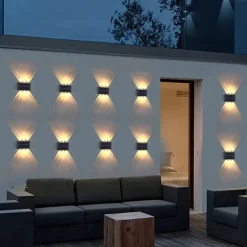 Solar Wall Lamp Glow Up and Down 6 LEDs Outdoor Waterproof Courtyard Light Outdoor Villa Wall Fence Porch Lighting Decoration Solar Wall Washing Lights