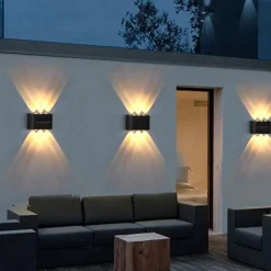 Solar Wall Lamp Glow Up and Down 6 LEDs Outdoor Waterproof Courtyard Light Outdoor Villa Wall Fence Porch Lighting Decoration Solar Wall Washing Lights